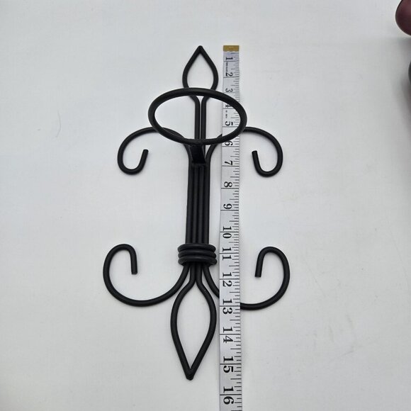 Amphora Vase on Fleur De Lis Sconce Purple Black Aubergine Wall Decor Hanging - Picture 4 of 10